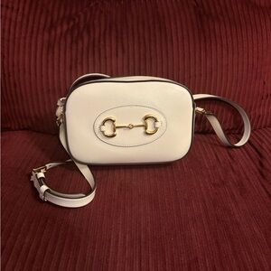 GUCCI Horsebit 1955 Small White Leather Bag